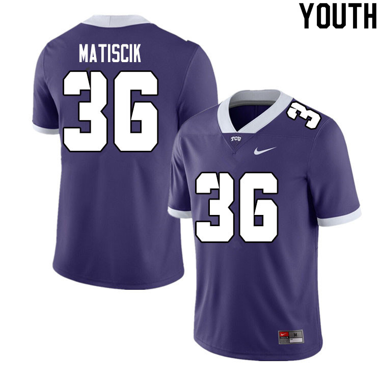 Youth #36 Brent Matiscik TCU Horned Frogs College Football Jerseys Sale-Purple - Click Image to Close